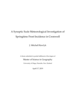 A Synoptic Scale Meteorological Investigation of Springtime Frost Incidence in Cromwell