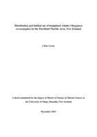 Distribution and habitat use of humpback whales (Megaptera novaeangliae) in the Fiordland Marine Area, New Zealand