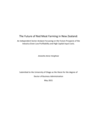 The future of red meat farming in New Zealand: An independent sector analysis focussing on the future prospects of the industry given low profitability and high capital input costs