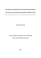 Post-disaster housing recovery and community resilience: the case of the Canterbury earthquakes of 2010 and 2011