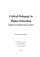 Critical Pedagogy in Higher Education : Insights from English language teachers