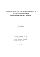 Three essays in health microeconomics in developing countries: Evidence from rural Senegal