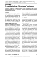 Measuring Up: The Proposed National 'State of The Environment' Reporting System