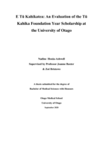 E Tū Kahikatea: An Evaluation of the Tū Kahika Foundation Year Scholarship at the University of Otago