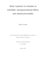 Early exposure to atrazine in zebrafish: intergenerational effects and animal personality