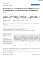 Parental History Of Positive Development And Child Behavior In Next Generation Offspring: A Two-Cohort Prospective Intergenerational Study