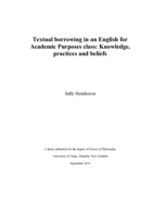 Textual borrowing in an English for Academic Purposes class: Knowledge, practices and beliefs