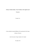 Dietary Sodium Intake, Sweat Sodium, Salt Appetite and Exercise