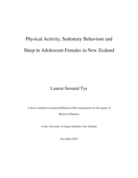 Physical Activity, Sedentary Behaviour and Sleep in Adolescent Females in New Zealand