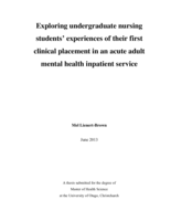 Exploring undergraduate nursing students’ experiences of their first clinical placement in an acute adult mental health inpatient service