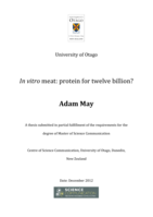In vitro meat: protein for twelve billion?
