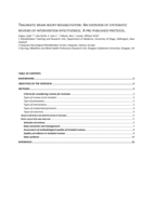 Traumatic brain injury rehabilitation: an overview of systematic reviews of intervention effectiveness. A pre-published protocol