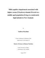 Mild cognitive impairment associated with higher serum 25-hydroxyvitamin D levels in a middle aged population living at a moderately high latitude in New Zealand