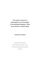 The caregiver experience of haematopoietic stem cell transplant for haematological malignancy within the provincial New Zealand setting