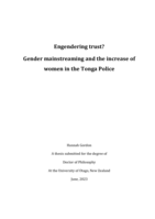 Engendering trust? Gender mainstreaming and the increase of women in the Tonga Police