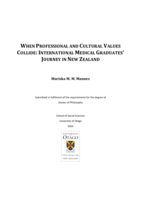 When professional and cultural values collide: International medical graduates' journey in New Zealand
