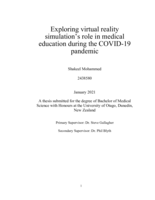 Exploring virtual reality simulation’s role in medical  education during the COVID-19 pandemic