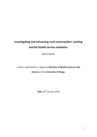 Investigating and enhancing rural communities’ existing mental health service networks.