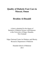 Quality of Diabetic Foot Care in Oman