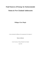 Food Sources of Energy by Socioeconomic Status in New Zealand Adolescents