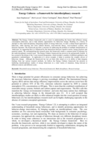 Energy Cultures: A framework for interdisciplinary research