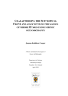 Characterising the subtropical front and associated water masses offshore Otago using seismic oceanography
