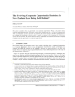 The Evolving Corporate Opportunity Doctrine: Is New Zealand Law Being Left Behind