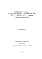 Māori Instagram: The Social Media Lifeworlds and Decolonising Practices of Rangatahi Māori