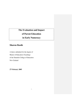 The Evaluation and Impact of Parent Education in Early Numeracy