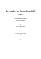 Investigations into Diether phospholipid systems