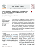 Effect of information on Chinese consumers’ acceptance of thermal and non-thermal treated apple juices: A study of young Chinese immigrants in New Zealand
