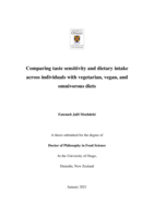 Comparing taste sensitivity and dietary intake across individuals with vegetarian, vegan, and omnivorous diets