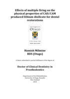 Effects of multiple firing on the physical properties of CAD/CAM produced lithium disilicate for dental restorations