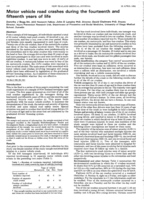 Motor vehicle road crashes during the fourteenth and fifteenth years of life