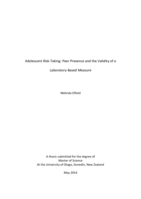 Adolescent Risk-Taking: Peer Presence and the Validity of a Laboratory-Based Measure