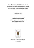 Role of cancer associated adipocytes (CAA) and tumour associated collagen structures (TACS) in breast cancer cell invasion and metastasis