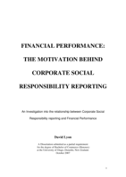 Financial performance: the motivation behind corporate social responsibility reporting