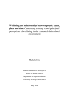 Wellbeing and relationships between people, space, place and time: Canterbury primary school principals’ perceptions of wellbeing in the context of their school environment