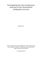 Investigating the role of temporary land uses in the Christchurch earthquake recovery