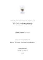 Clinical and Psychosocial Aspects of The Long Face Morphology