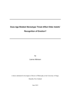 Does Age-Related Stereotype Threat Affect Older Adults' Recognition of Emotion?