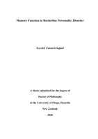 Memory function in borderline personality disorder