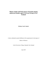 Dietary intake and food sources of protein among adolescent females aged 15-18 years living in New Zealand