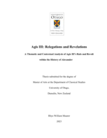 Agis III: Revelations and Relegations - A Thematic and Contextual Analysis of Agis III's Rule and Revolt in the History of Alexander