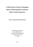Critical Success Factors in Kaupapa Māori AOD Residential Treatment: Māori Youth Perspectives