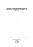 Developing Transparency Requirements for the Operation of Criminal Justice Algorithms in New Zealand