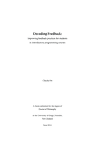 Decoding Feedback: Improving feedback practices for students in introductory programming courses