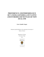 Preference and Performance of Vanessa gonerilla on Native and Introduced Nettles of New Zealand