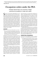 Occupation Orders Under the PRA
