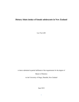 Dietary folate intake of female adolescents in New Zealand